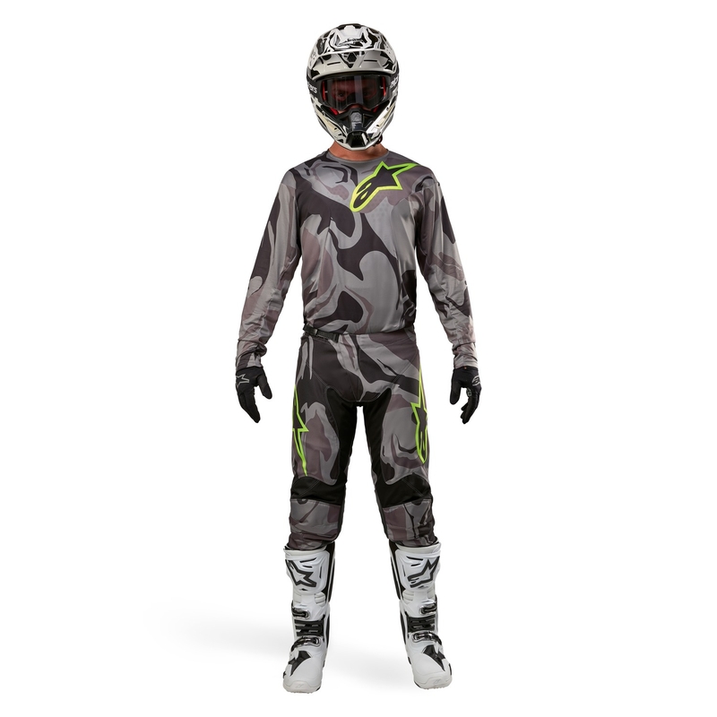 Тактически панталон за мотокрос Alpinestars Racer сив камуфлажно-флуо жълто-черен