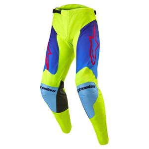 Alpinestars Racer Hoen флуорово жълто-синьо-червени панталони за мотокрос