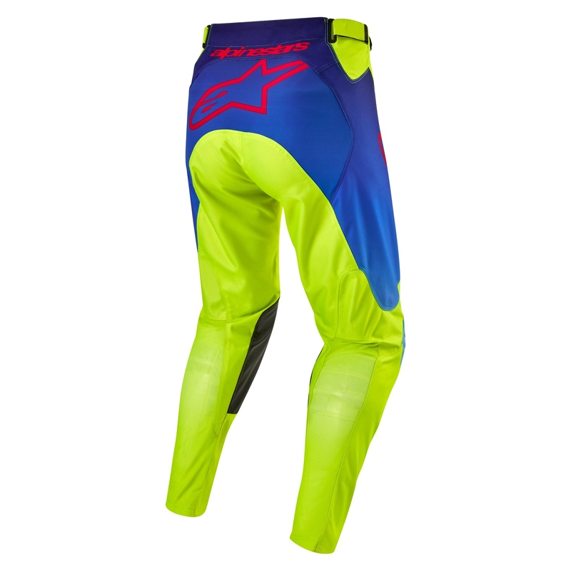 Alpinestars Racer Hoen флуорово жълто-синьо-червени панталони за мотокрос