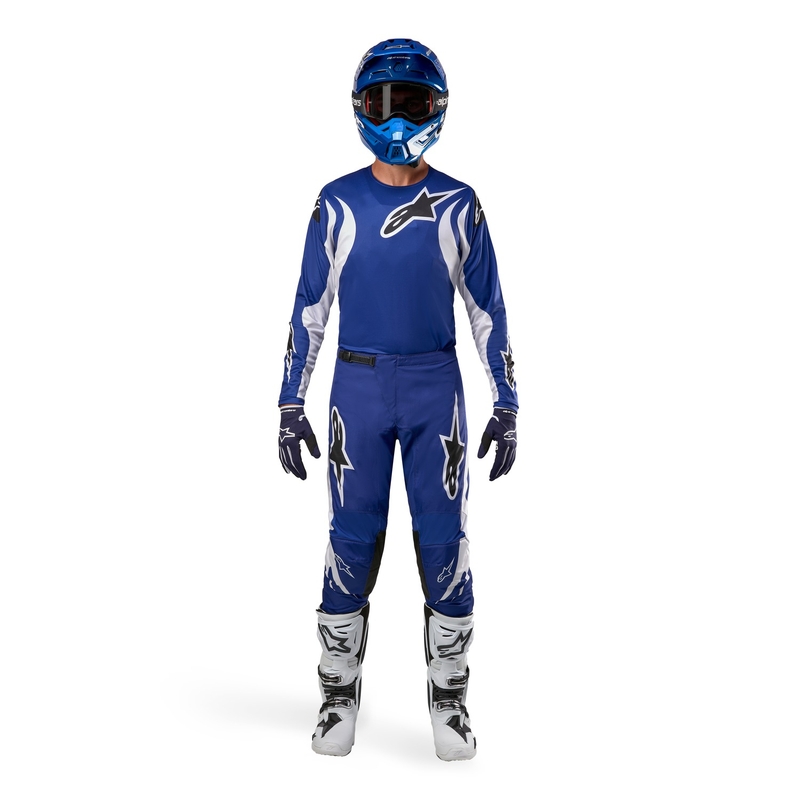 Панталони за мотокрос Alpinestars Fluid Lucent синьо-бяло-черно