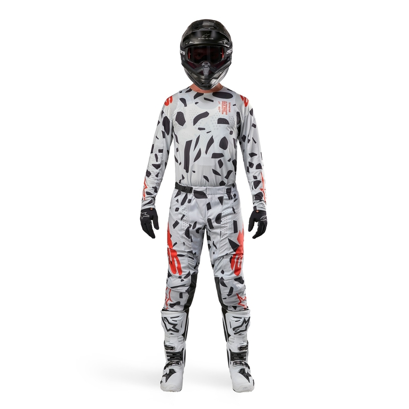 Мотокрос панталон Alpinestars Techstar Rantera сиво-оранжево-черен