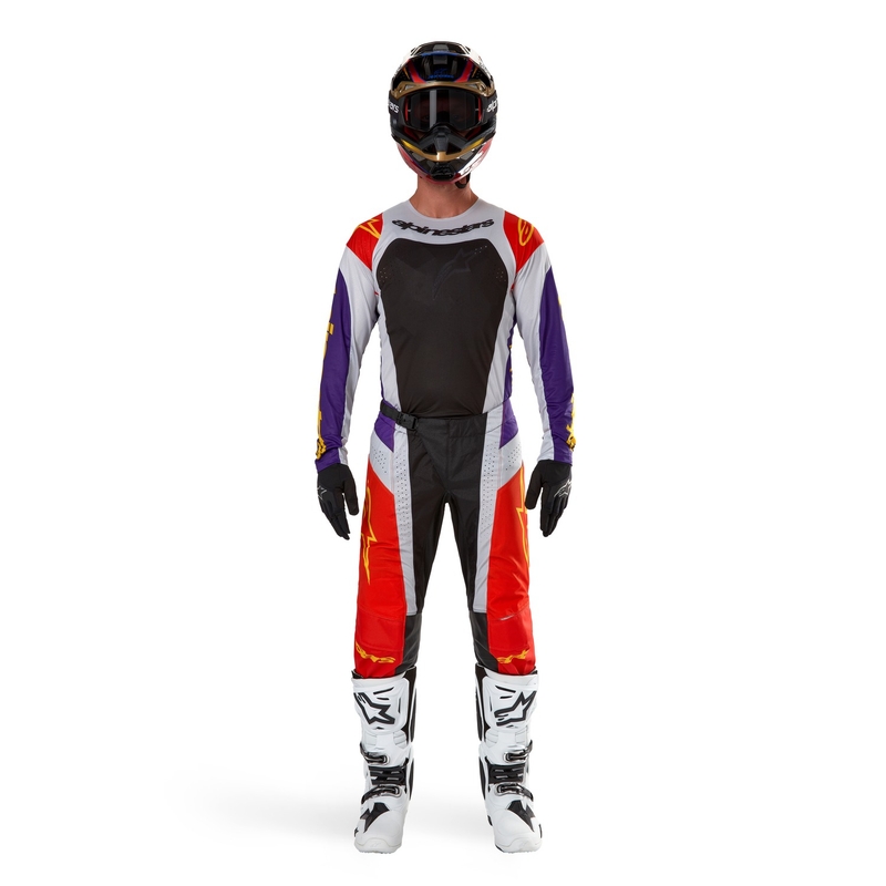 Alpinestars Techstar Ocuri Панталон за мотокрос оранжево-сиво-лилаво-жълто разпродажба