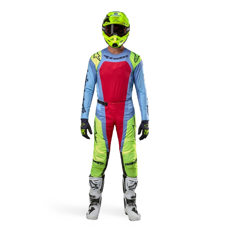 Alpinestars Techstar Ocuri Панталон за мотокрос Светлосиньо-жълто-червено