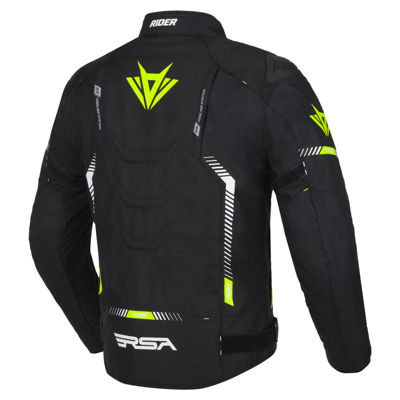 Мотоциклетна куртка RSA Rider черно-бяло-флуорово жълто