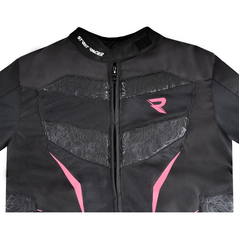 Дамско яке за мотоциклет Street Racer Rose Air Black and Pink