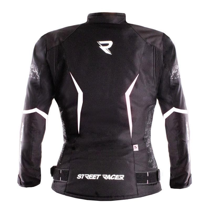 Дамско яке за мотоциклети Street Racer Rose Air в черно и бяло