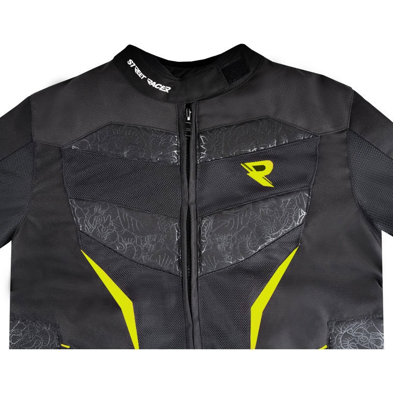 Дамско яке за мотоциклет Street Racer Rose Air black-fluo yellow