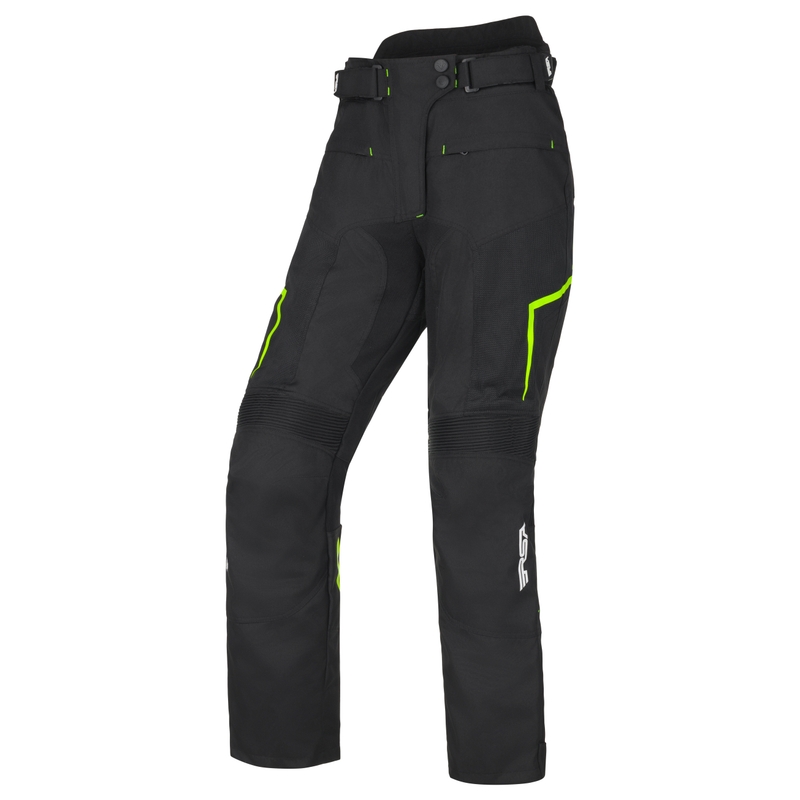 Дамски панталони за мотоциклетизъм RSA Bolt Black-White-Fluo Yellow