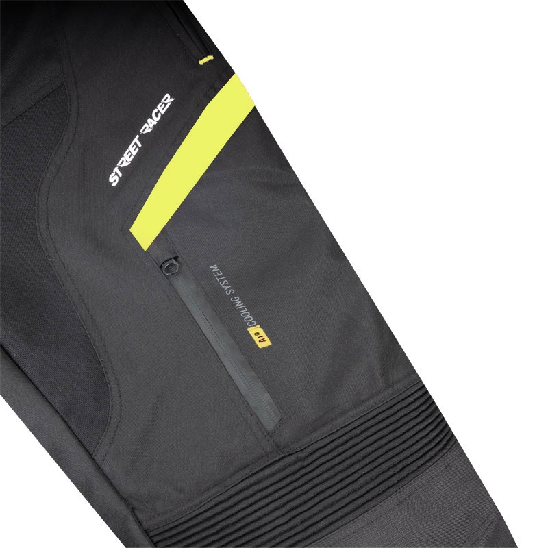 Дамски панталони за мотоциклети Street Racer Vix Black-Fluo Yellow
