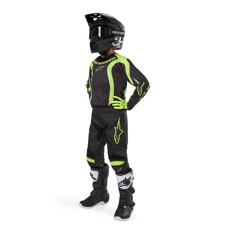 Детска фланелка за мотокрос Alpinestars Racer Lurv Black-Fluo Yellow