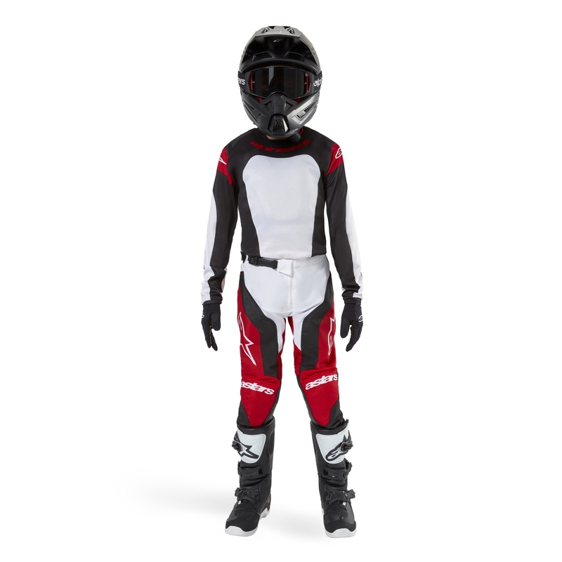 Детска фланелка за мотокрос Alpinestars Racer Ocuri червено-бяло-черно
