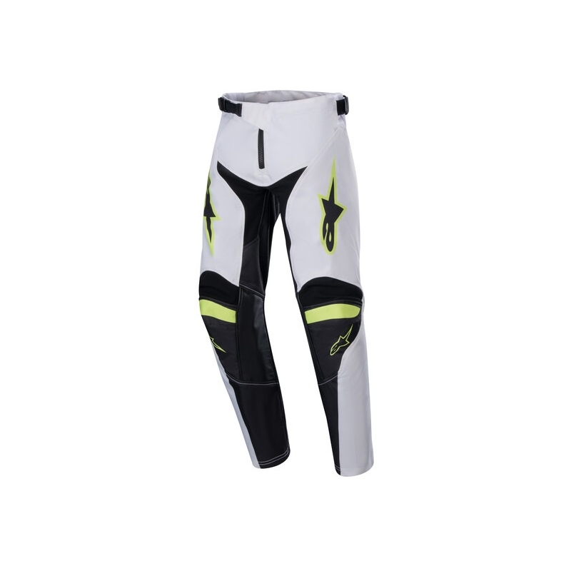 Детски панталон за мотокрос Alpinestars Racer Lucent бял-черен-флуто жълт