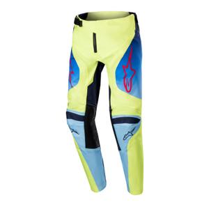 Детски панталони за мотокрос Alpinestars Racer Hoen fluo жълто-синьо-червено