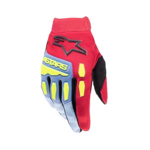 Alpinestars Full Bore 2024 детски ръкавици за мотокрос светлосиньо-червено-жълто-черно
