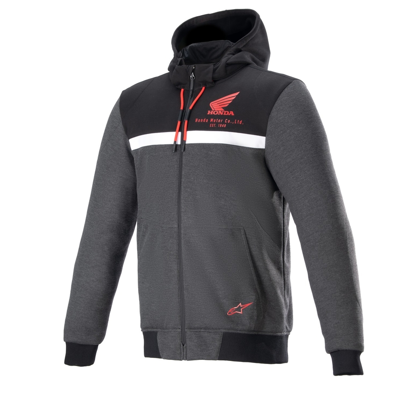 Alpinestars Chrome Street Hoodie Honda мотоциклетен суитшърт черно-сиво-червено