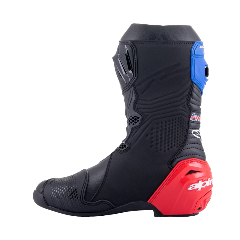 Мотоциклетни ботуши Alpinestars Supertech R Honda черно-червено флуоресцентно-синьо-бели