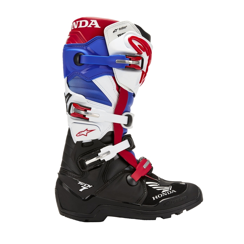Мотоциклетни ботуши Alpinestars Tech 7 Enduro Drystar Honda, черно-синьо-бяло-червено