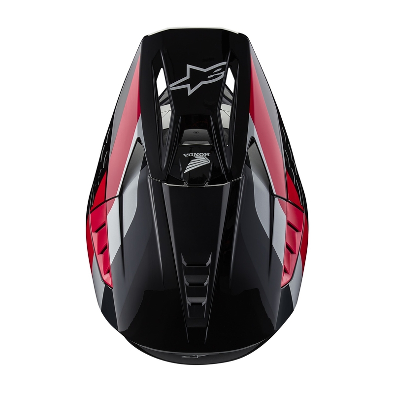 Колекция каски за мотокрос Alpinestars S-M5 Honda, черно-червено-сиви
