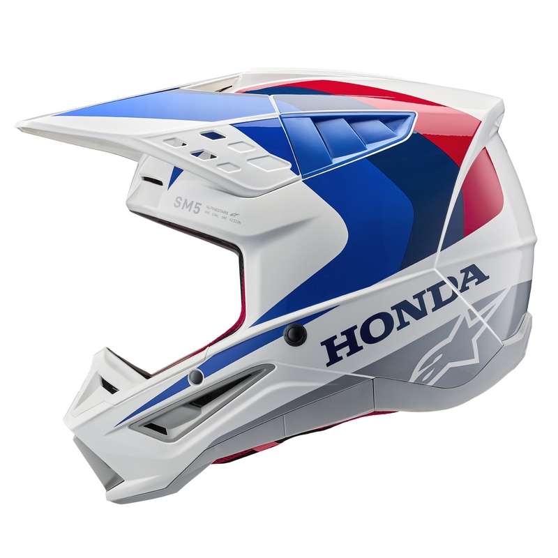 Колекция каски за мотокрос Alpinestars S-M5 Honda, бяло-синьо-червено