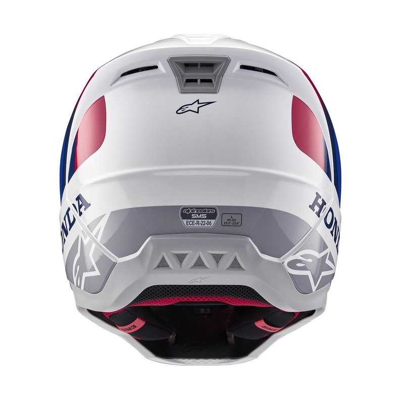 Колекция каски за мотокрос Alpinestars S-M5 Honda, бяло-синьо-червено