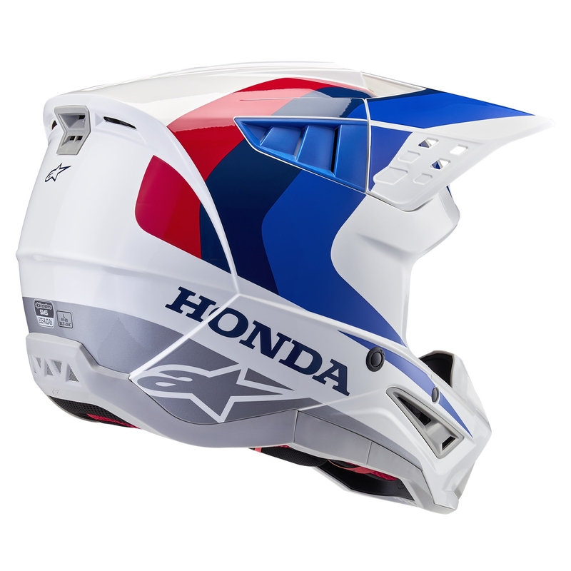 Колекция каски за мотокрос Alpinestars S-M5 Honda, бяло-синьо-червено