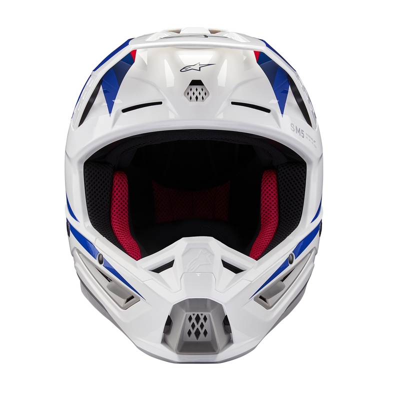 Колекция каски за мотокрос Alpinestars S-M5 Honda, бяло-синьо-червено