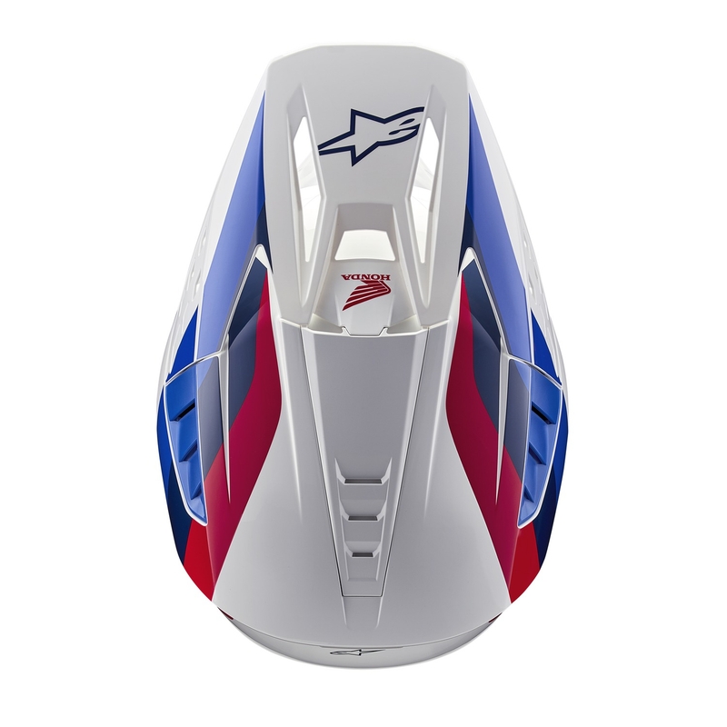 Колекция каски за мотокрос Alpinestars S-M5 Honda, бяло-синьо-червено