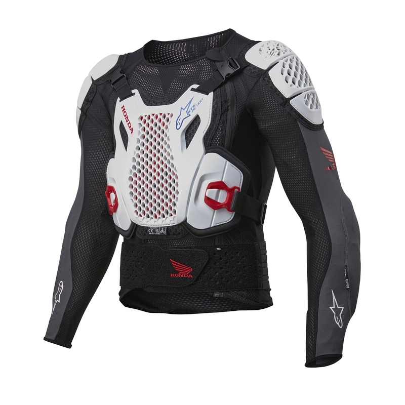 Колекция протектори за тяло Alpinestars Bionic Plus 2 Honda бяло-синьо-червено-черно