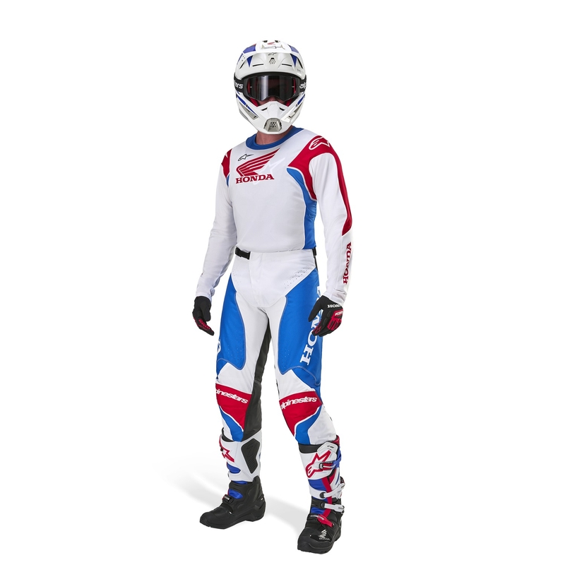 Колекция мотокрос фланелка Alpinestars Racer Iconic Honda бяло-синьо-червено-черно