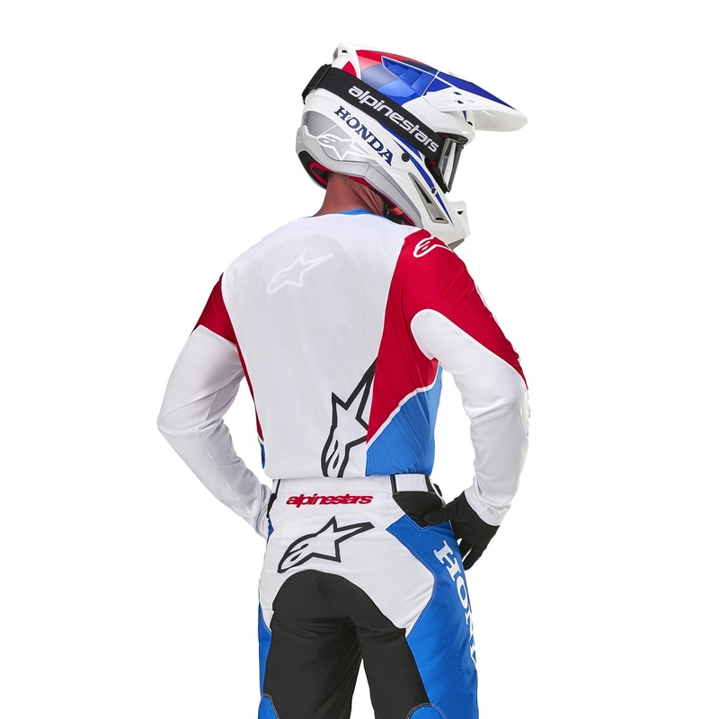 Колекция мотокрос фланелка Alpinestars Racer Iconic Honda бяло-синьо-червено-черно
