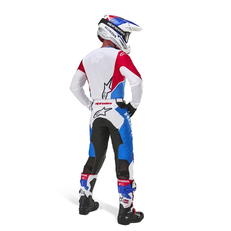 Колекция мотокрос фланелка Alpinestars Racer Iconic Honda бяло-синьо-червено-черно