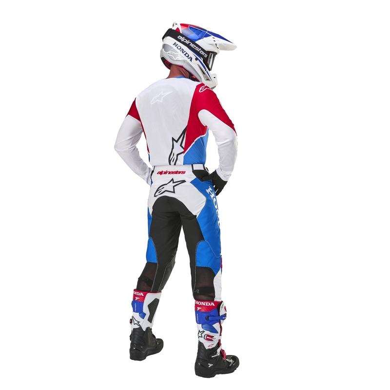 Колекция мотокрос панталони Alpinestars Racer Iconic Honda бяло-синьо-червено-черно