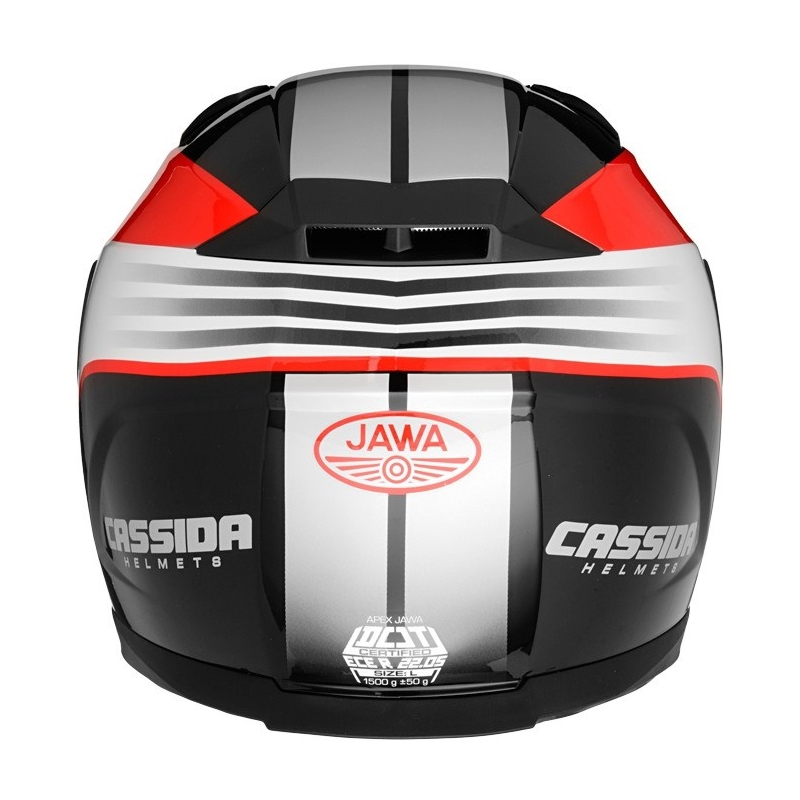 Каска за мотоциклет Cassida Apex Jawa - червено-черно-сива