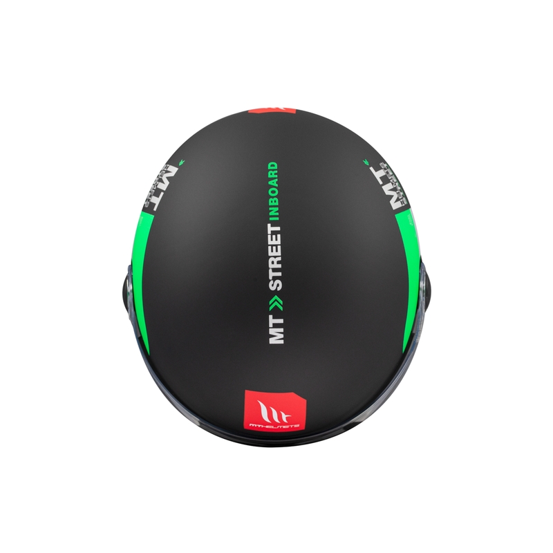 Отворена мотоциклетна каска MT STREET INBOARD D6 матово черно-зелена