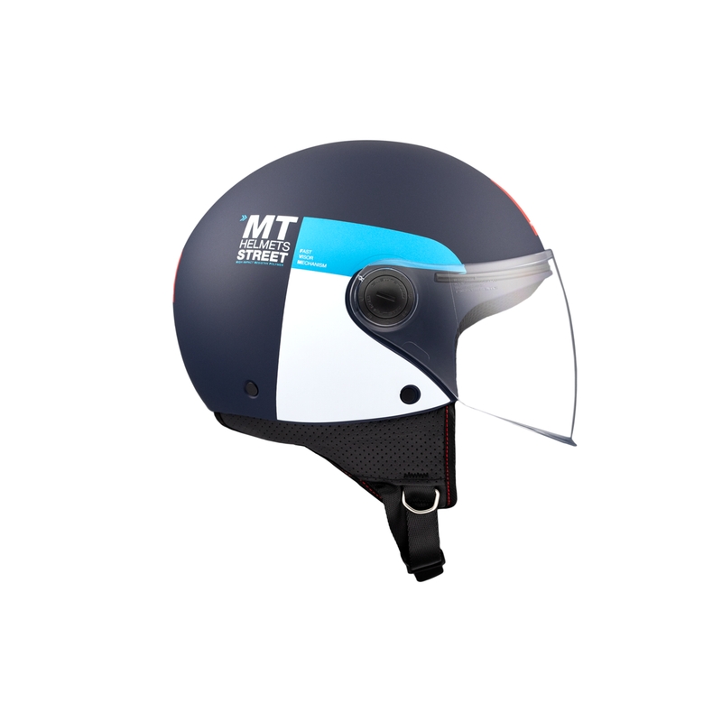 Отворена мотоциклетна каска MT STREET INBOARD C7 матово синьо-бяло