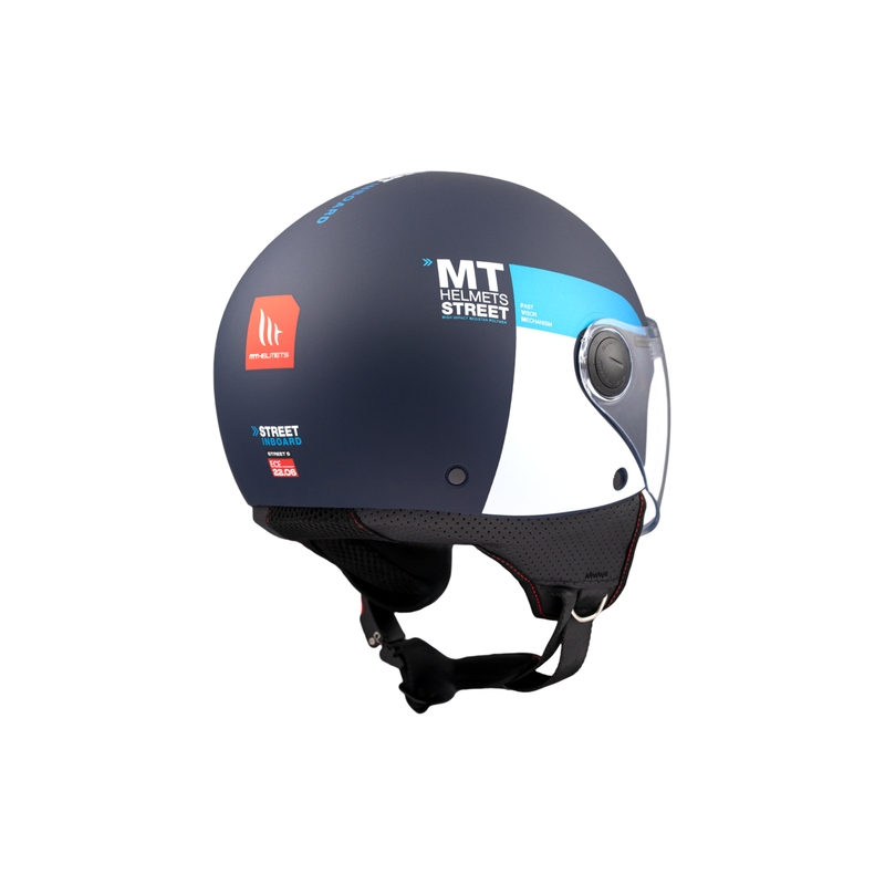 Отворена мотоциклетна каска MT STREET INBOARD C7 матово синьо-бяло