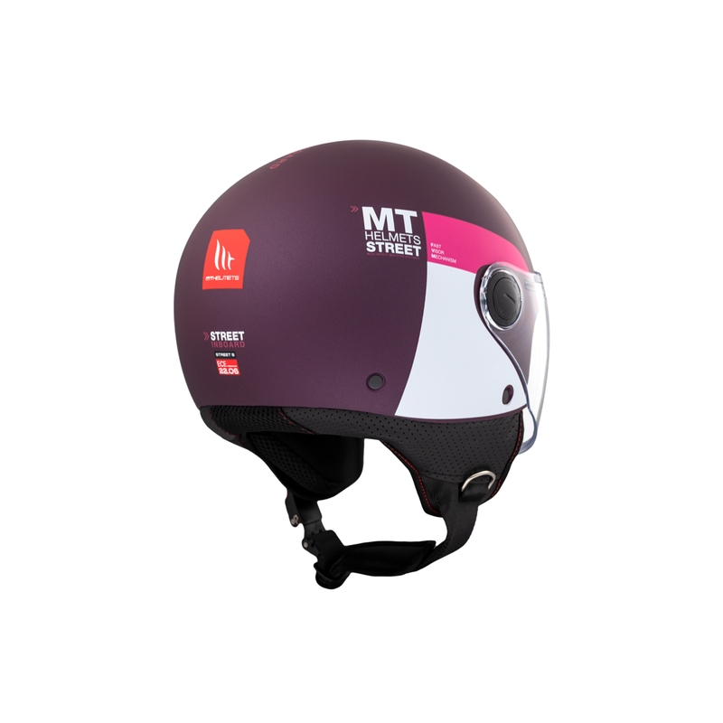 Отворена мотоциклетна каска MT STREET INBOARD C8 мат лилаво-розова