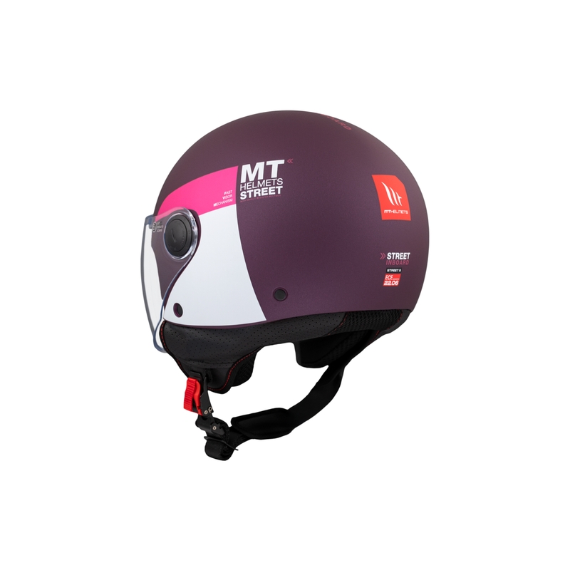 Отворена мотоциклетна каска MT STREET INBOARD C8 мат лилаво-розова
