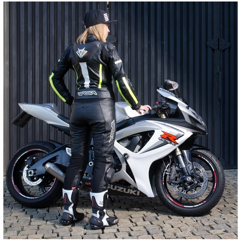Мотоциклетен комбинезон RSA Virus Black-White-Fluo Yellow за жени разпродажба