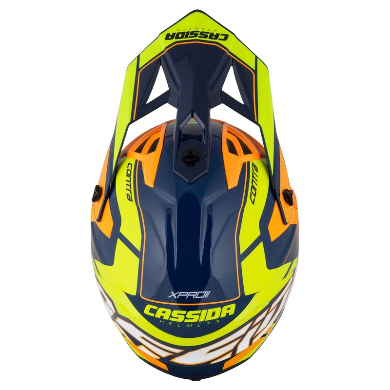 Каска за мотокрос Cassida Cross Pro 2 Contra fluo жълто-оранжево-синя