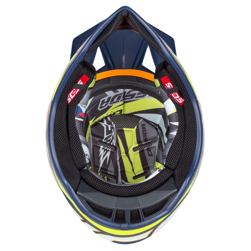 Каска за мотокрос Cassida Cross Pro 2 Contra fluo жълто-оранжево-синя