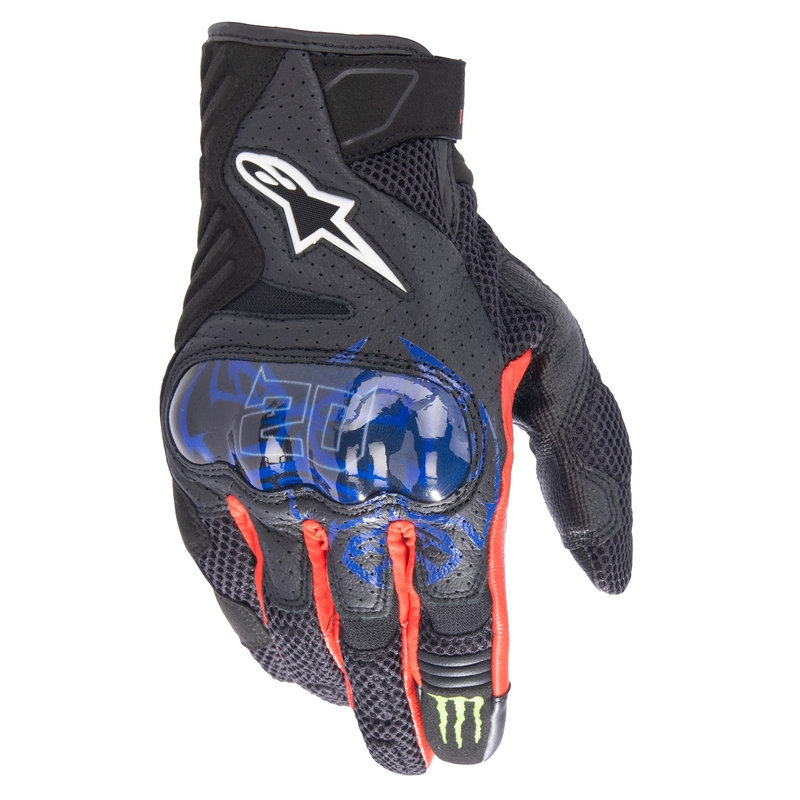 Alpinestars SMX-1 Air 2 Monster FQ20 Черно-червено-синьо-бяло-зелени мотоциклетни ръкавици