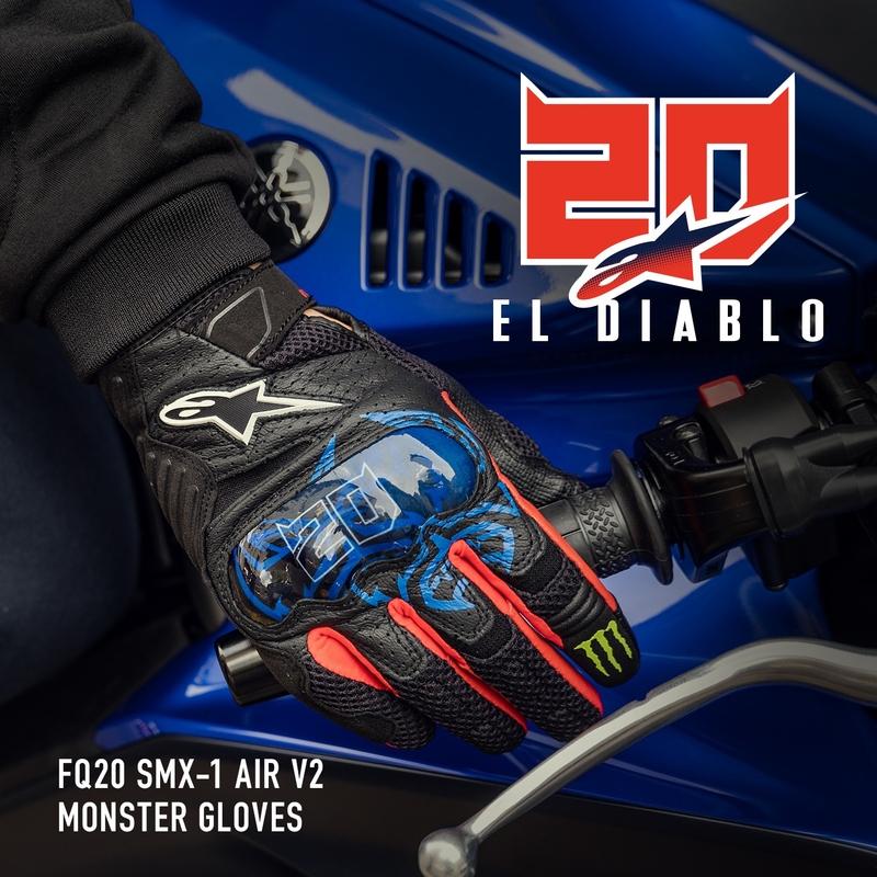 Alpinestars SMX-1 Air 2 Monster FQ20 Черно-червено-синьо-бяло-зелени мотоциклетни ръкавици