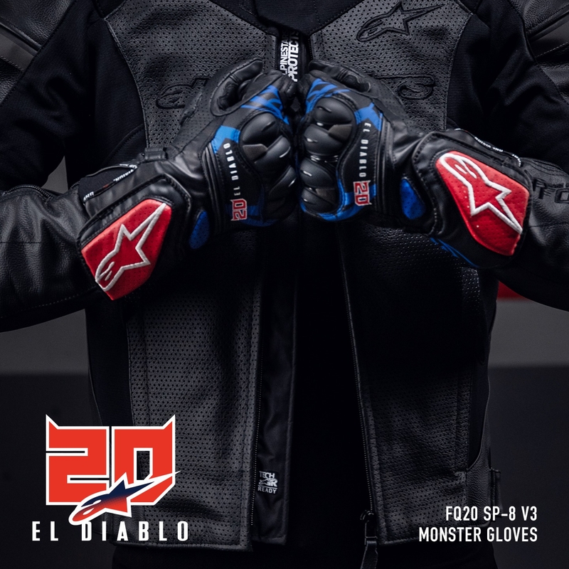 Alpinestars SP-8 3 Monster FQ20 Черно-червено-синьо-бели мотоциклетни ръкавици
