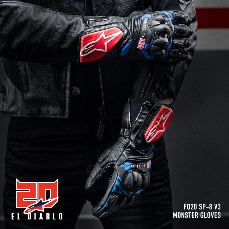 Alpinestars SP-8 3 Monster FQ20 Черно-червено-синьо-бели мотоциклетни ръкавици