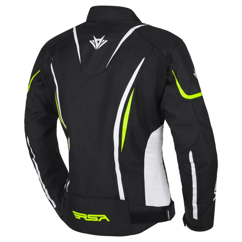 Дамско мотоциклетно яке RSA Wasp Black-White-Fluo Yellow