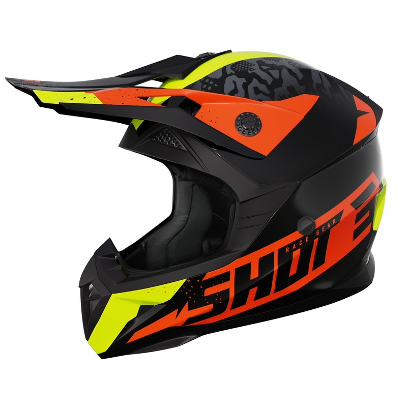 Dětská motokrosová helma Shot Pulse Airfit lesklá černo-fluo žluto-oranžová výprodej