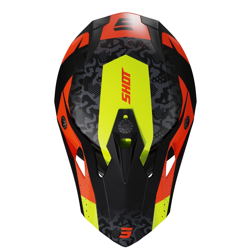 Dětská motokrosová helma Shot Pulse Airfit lesklá černo-fluo žluto-oranžová výprodej
