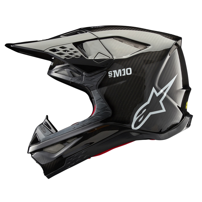 Alpinestars Supertech S-M10 Solid Gloss Carbon Мотокрос каска