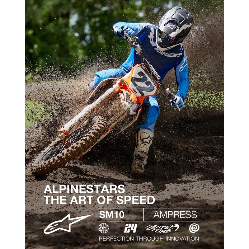 Alpinestars Supertech S-M10 Ampress мотокрос каска матово черно и бяло